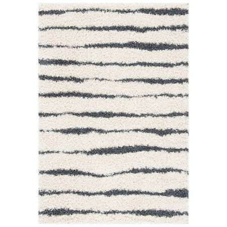 Safavieh 4 x 6 ft. Venus Shag 600 Power Loomed Rectangle Area Rug; Ivory & Dark Grey VNS603B-4
